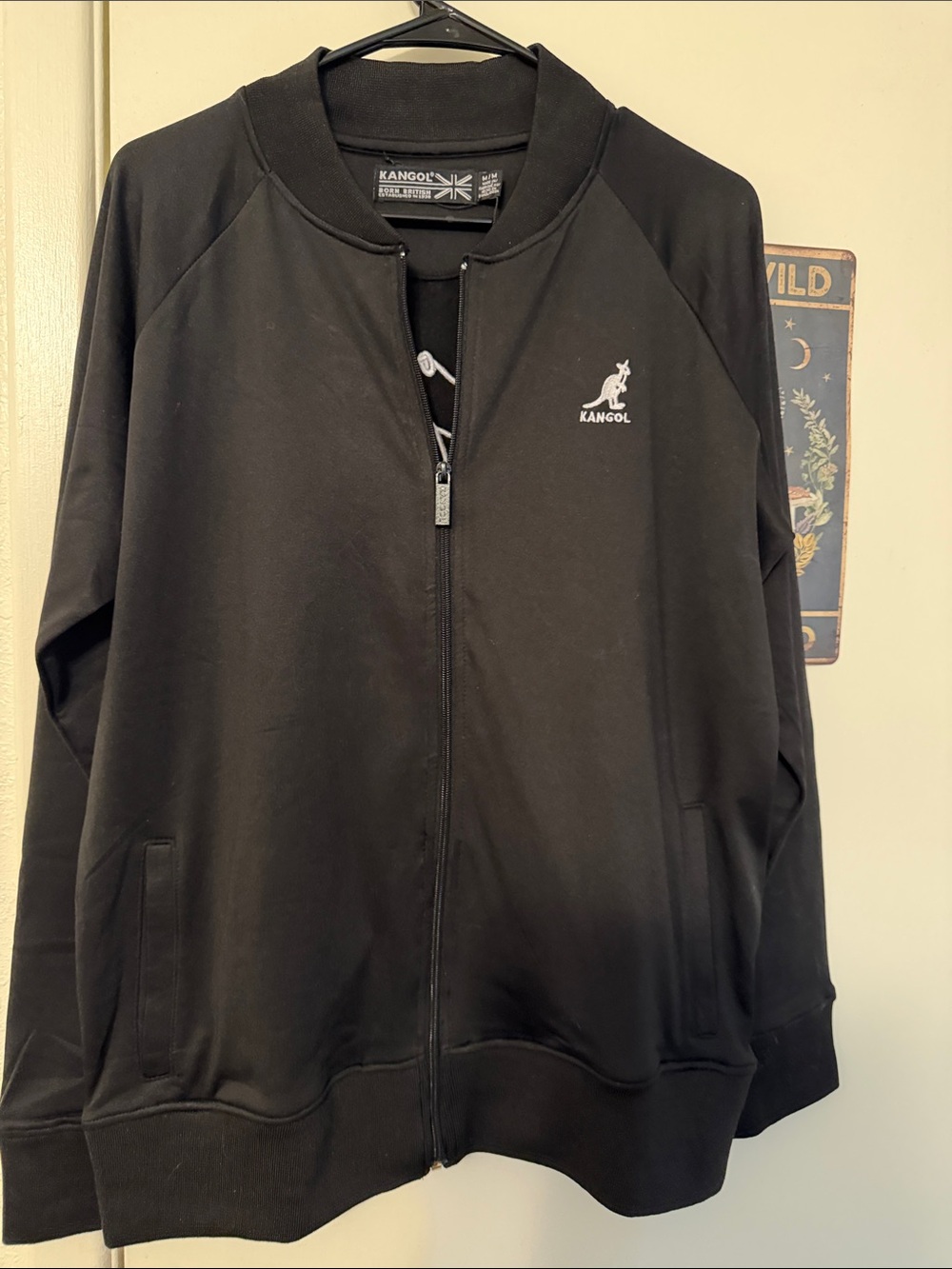 Kangol Black Full-Zip Track Jacket with Kangaroo Logo